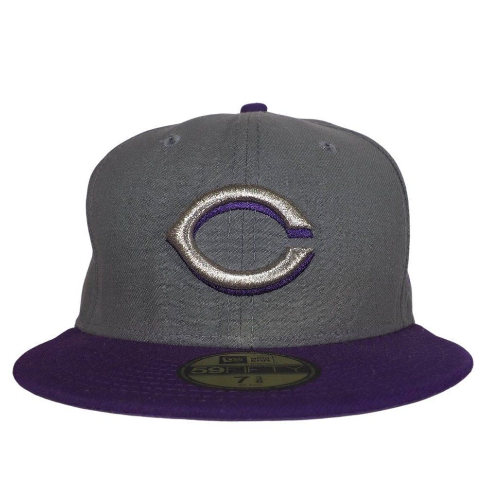 New Era 59Fifty Cincinnati Reds MLB Fitted Hat Grey / Purple 7 3/4